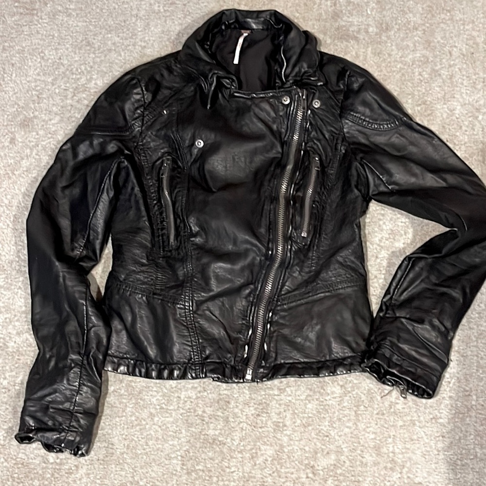Free People vegan leather jacket size 0